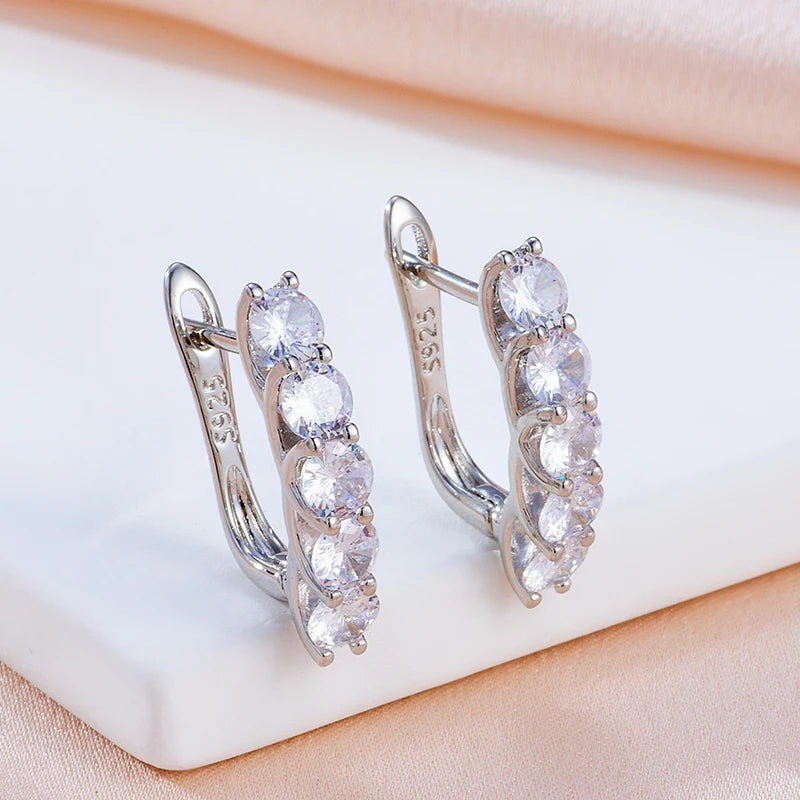 Kinel quente natural zircão corte brincos para mulheres luxo cor prata inglês brincos diário jóias finas acessórios de festa