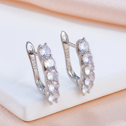 Kinel quente natural zircão corte brincos para mulheres luxo cor prata inglês brincos diário jóias finas acessórios de festa