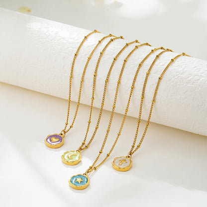 Punk geométrico irregular esmalte colorido pedra natural pingente colar para mulheres de aço inoxidável cruz coração opala gargantilha presentes