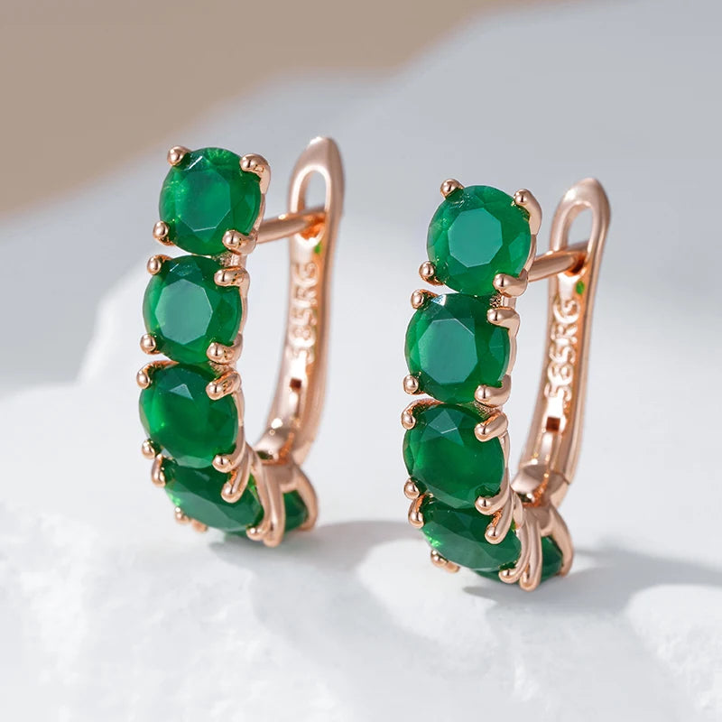 Kienl quente verde natural zircão inglês brinco para mulher 585 rosa cor de ouro vintage noiva jóias de casamento melhor presente 2024