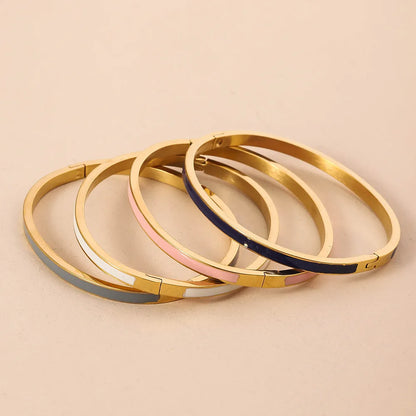 Pulseira de aço inoxidável quente edição estreita cor dourada gotejamento óleo colorido esmalte pulseira moda feminina fivela pulseira