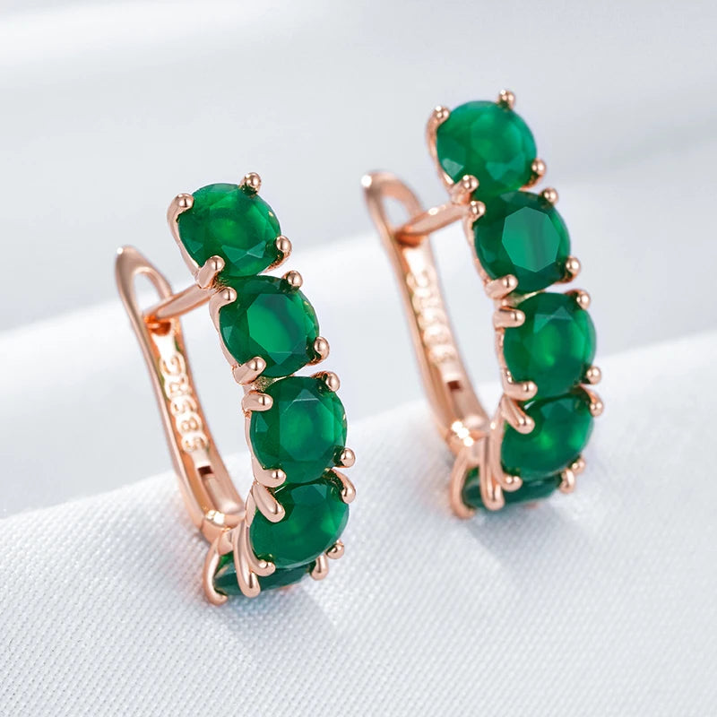 Kienl quente verde natural zircão inglês brinco para mulher 585 rosa cor de ouro vintage noiva jóias de casamento melhor presente 2024