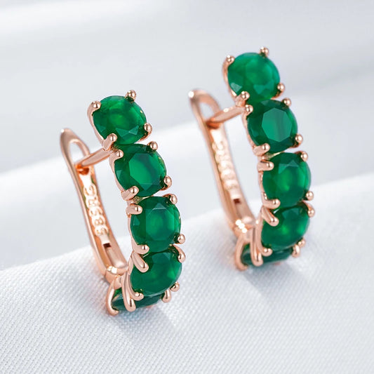 Kienl quente verde natural zircão inglês brinco para mulher 585 rosa cor de ouro vintage noiva jóias de casamento melhor presente 2024