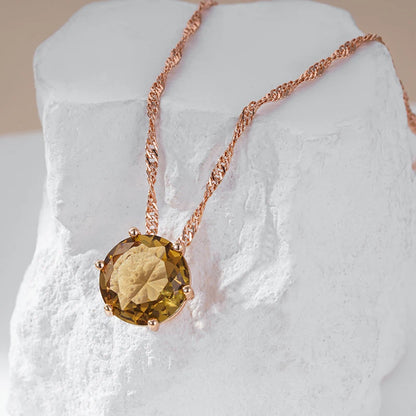 Kinel moda redonda luz marrom natural zircão pingente colar para mulher simples 585 rosa cor de ouro alta qualidade jóias diárias